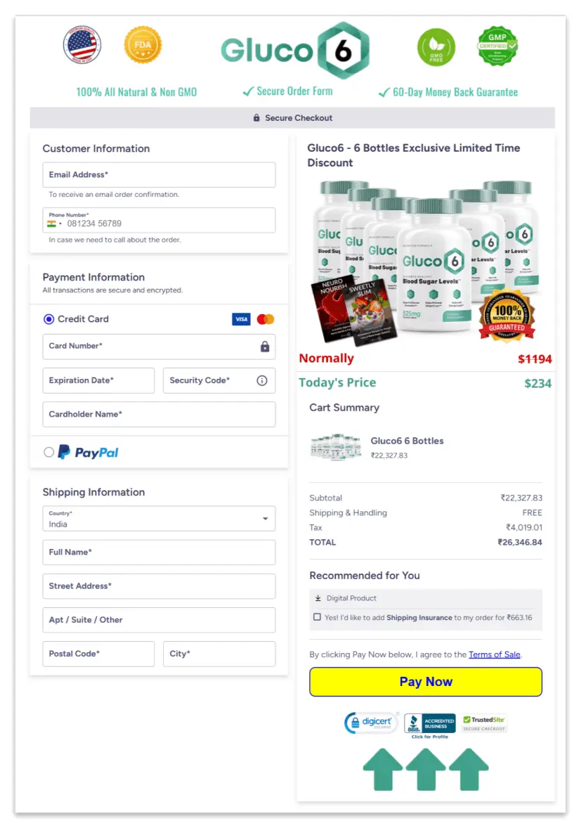 Gluco6 Secure Checkout Page